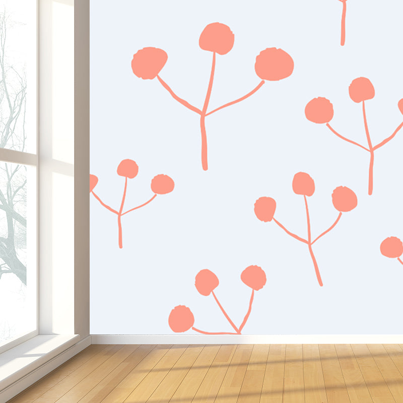 Childrens Art Tree Drawing Mural Soft Color Water Resistant Wall Covering for Kids Room Clearhalo 'Wall Decor' 'Wall Mural' 1758813