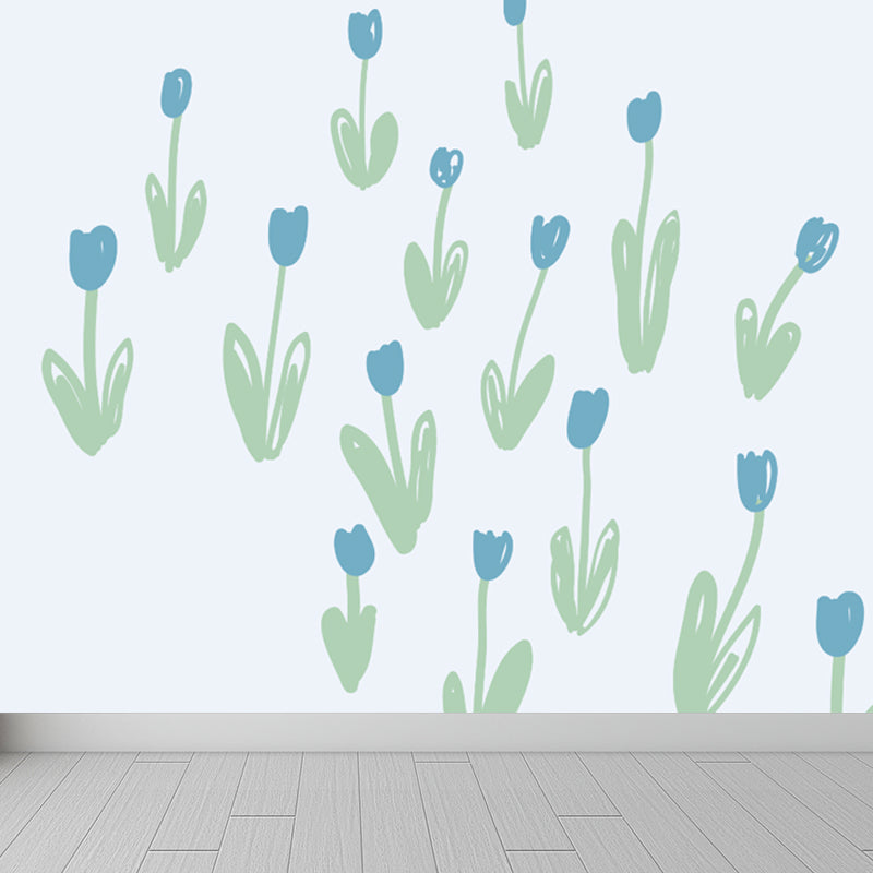 Soft Color Botanics Wall Mural Decal Plant Childrens Art Waterproofing Wall Decor Green Clearhalo 'Wall Decor' 'Wall Mural' 1758841