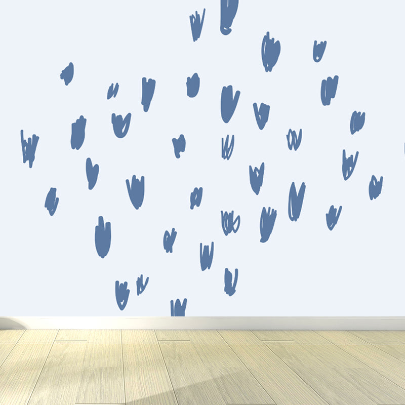 Soft Color Botanics Wall Mural Decal Plant Childrens Art Waterproofing Wall Decor Blue Clearhalo 'Wall Decor' 'Wall Mural' 1758861