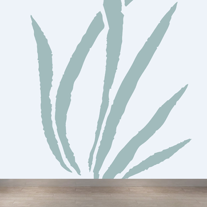Full Size Plant Wallpaper Mural Stain-Proof Contemporary Living Room Wall Covering Blue Clearhalo 'Wall Decor' 'Wall Mural' 1758866