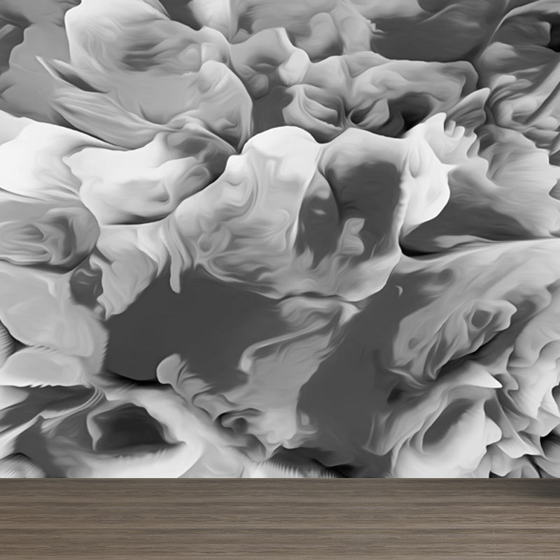 Modern Abstract Blossom Wall Mural Dark Color Moisture Resistant Wall Art for Bedroom Grey Clearhalo 'Wall Decor' 'Wall Mural' 1758891