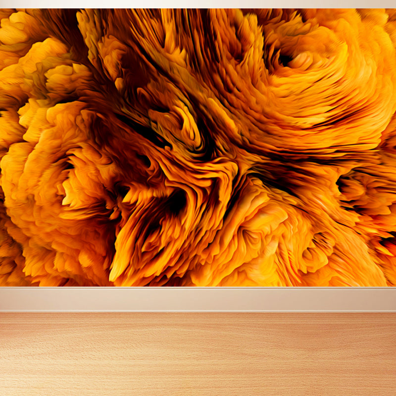 Modern Abstract Blossom Wall Mural Dark Color Moisture Resistant Wall Art for Bedroom Orange Clearhalo 'Wall Decor' 'Wall Mural' 1758896