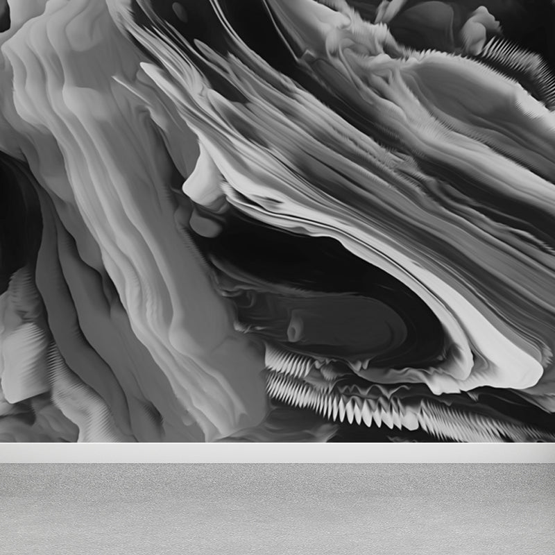 3D Cloud Abstract Pattern Mural Modern Water-Proof Living Room Wall Decor, Custom Size Grey custom Clearhalo 'Wall Decor' 'Wall Mural' 1758917