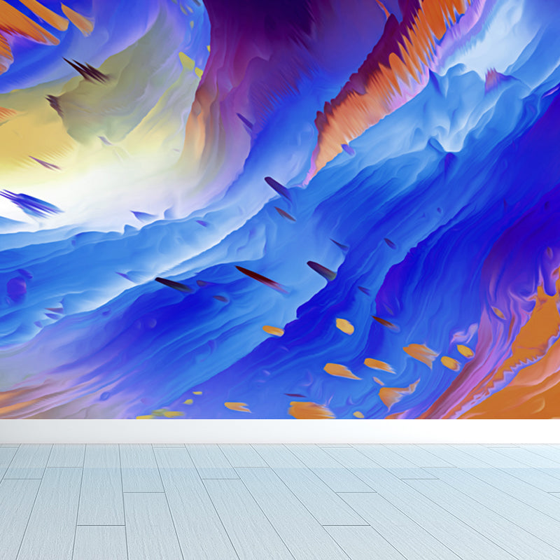 3D Cloud Abstract Pattern Mural Modern Water-Proof Living Room Wall Decor, Custom Size Orange custom Clearhalo 'Wall Decor' 'Wall Mural' 1758937