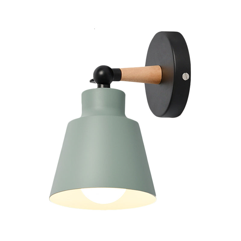 Macaron Colored Bucket Wall Sconce Rotatable One Light Metal Sconce Light for Living Room Clearhalo 'Wall Lamps & Sconces' 'Wall Lights' Lighting' 175894