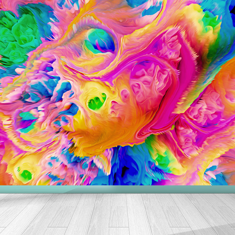 Contemporary Abstract Wallpaper Mural Multicolored Living Room Wall Art, Personalized Size Pink Clearhalo 'Wall Decor' 'Wall Mural' 1758986