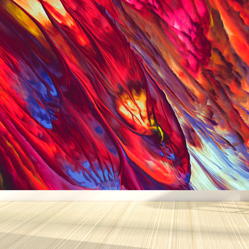 Dark Color Blowout Effect Mural Water Resistant Wall Covering for House Interior Red Clearhalo 'Wall Decor' 'Wall Mural' 1758996