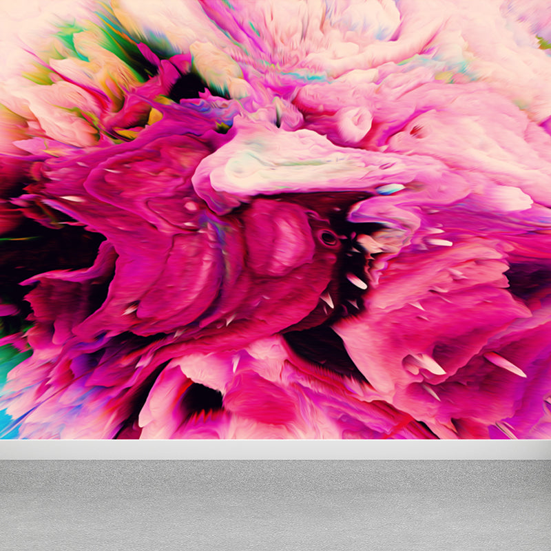 Dark Color Blowout Effect Mural Water Resistant Wall Covering for House Interior Pink Clearhalo 'Wall Decor' 'Wall Mural' 1759006