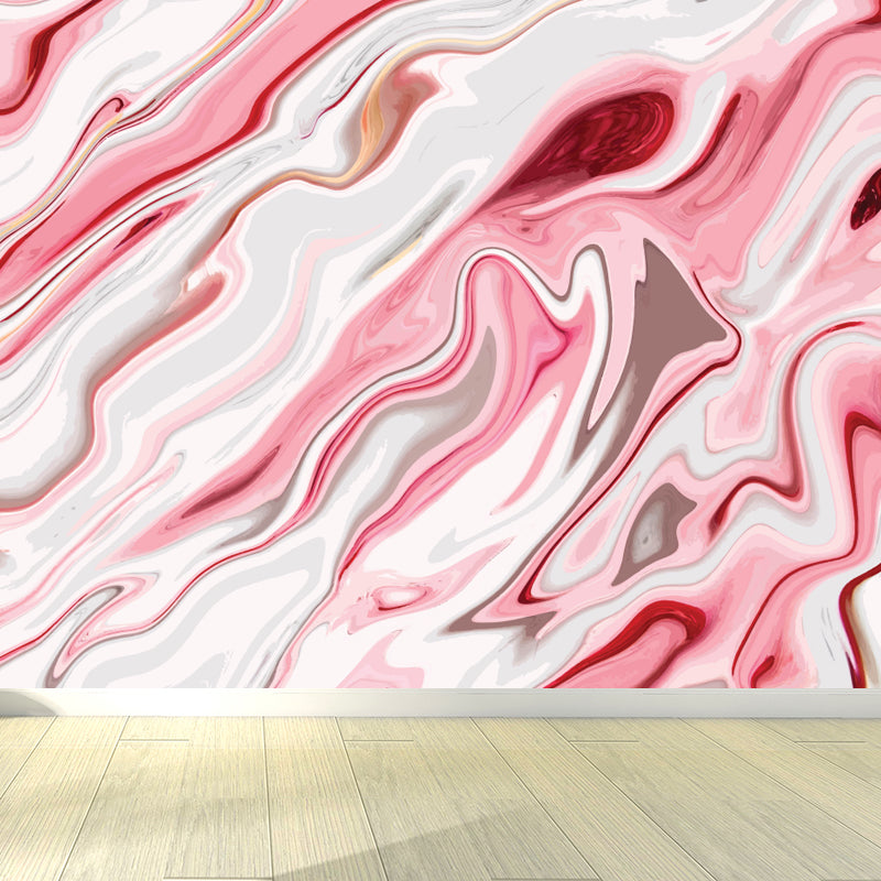 Moisture Resistant Magma Wallpaper Mural Modern Non-Woven Wall Covering, Custom Print Pink Clearhalo 'Wall Decor' 'Wall Mural' 1759146
