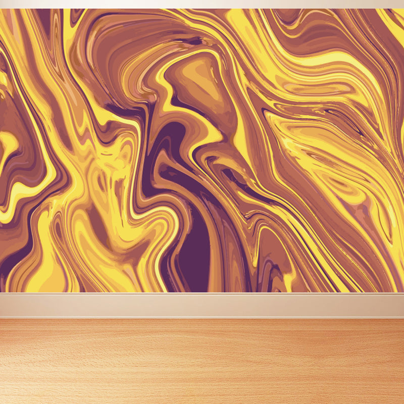 Moisture Resistant Magma Wallpaper Mural Modern Non-Woven Wall Covering, Custom Print Gold Clearhalo 'Wall Decor' 'Wall Mural' 1759161