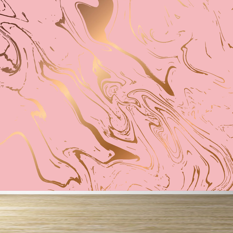 Large Flow Pattern Mural Decal Stain Resistant Contemporary Living Room Wall Art Pink Clearhalo 'Wall Decor' 'Wall Mural' 1759171