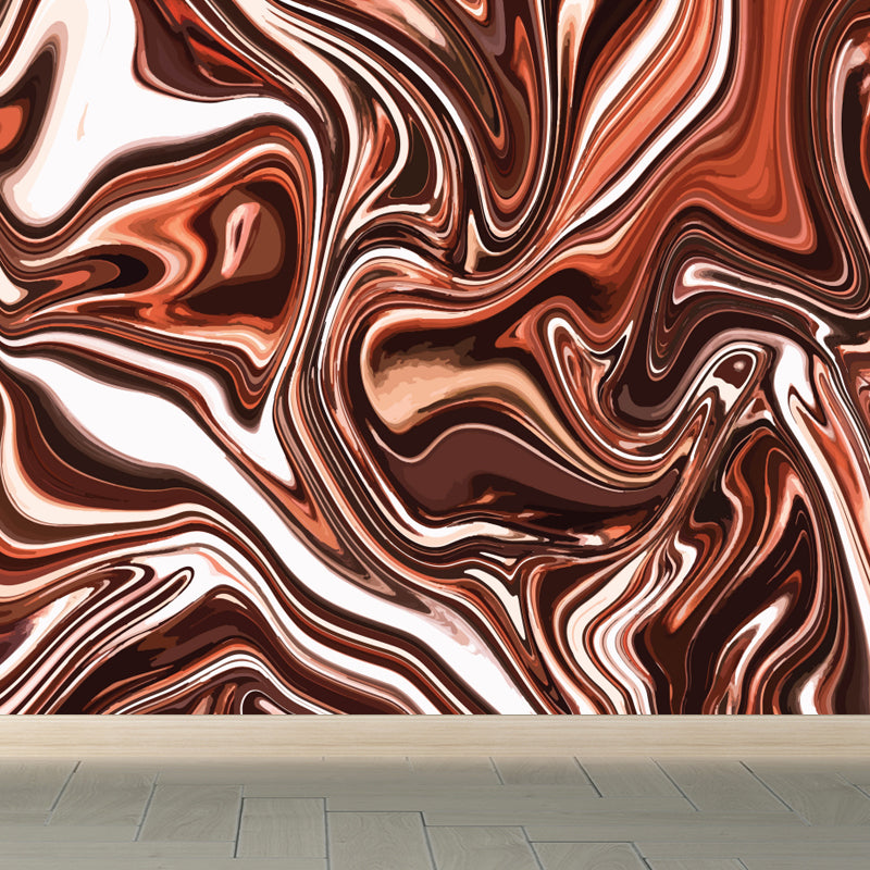 Large Flow Pattern Mural Decal Stain Resistant Contemporary Living Room Wall Art Brown Clearhalo 'Wall Decor' 'Wall Mural' 1759186