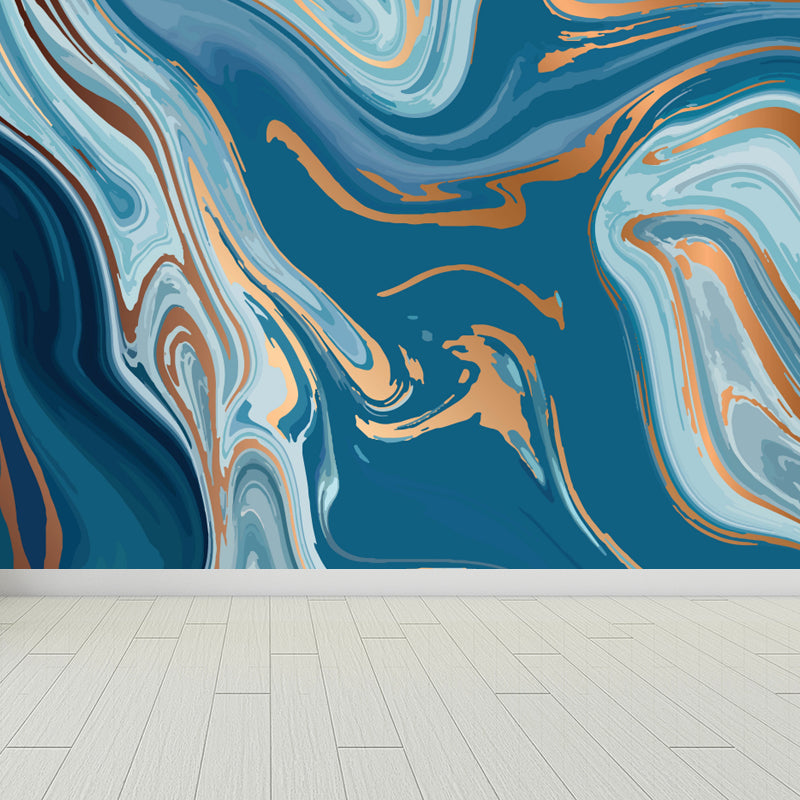 Modern Waves Mural Wallpaper for Family Room Personalized Wall Decor in Dark Color Clearhalo 'Wall Decor' 'Wall Mural' 1759202