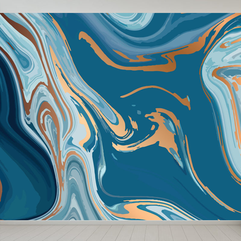 Modern Waves Mural Wallpaper for Family Room Personalized Wall Decor in Dark Color Clearhalo 'Wall Decor' 'Wall Mural' 1759203