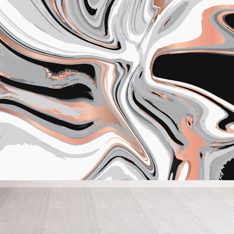 Modern Waves Mural Wallpaper for Family Room Personalized Wall Decor in Dark Color Clearhalo 'Wall Decor' 'Wall Mural' 1759208