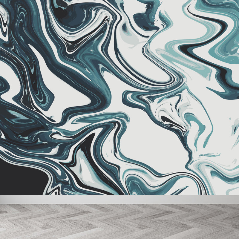 Modern Waves Mural Wallpaper for Family Room Personalized Wall Decor in Dark Color Clearhalo 'Wall Decor' 'Wall Mural' 1759212