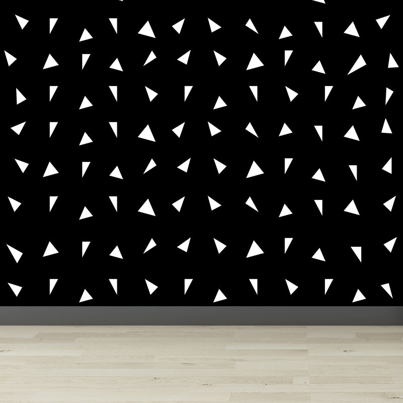 Illustration Geometry Mural Wallpaper Giant Wall Covering for House Interior, Custom Size Black Design 2 Clearhalo 'Wall Decor' 'Wall Mural' 1759321