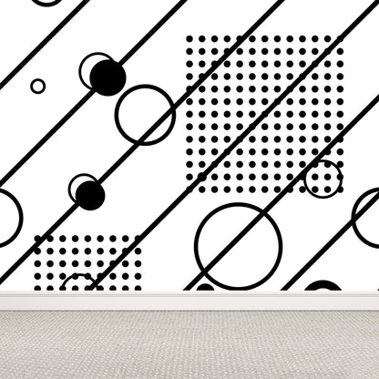 Illustration Geometry Mural Wallpaper Giant Wall Covering for House Interior, Custom Size Black Design 4 Clearhalo 'Wall Decor' 'Wall Mural' 1759331