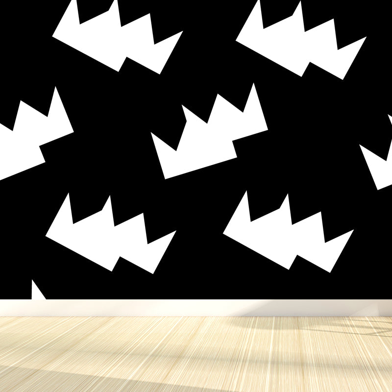 Illustration Geometry Mural Wallpaper Giant Wall Covering for House Interior, Custom Size Black Design 5 Clearhalo 'Wall Decor' 'Wall Mural' 1759336