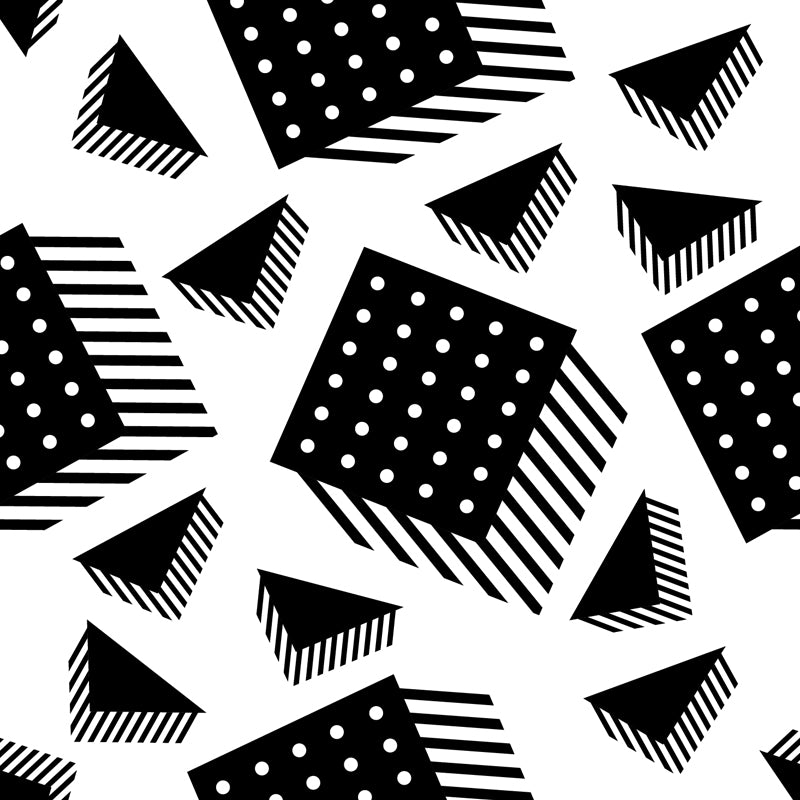 Huge Illustration Modern Wallpaper Mural with Geometrical Pattern in Black and White Clearhalo 'Wall Decor' 'Wall Mural' 1759374