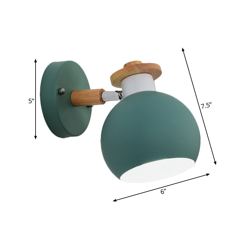 Metal Globe Wall Light Rotatable 1 Light Nordic Style Wall Sconce for Child Bedroom Corridor Clearhalo 'Wall Lamps & Sconces' 'Wall Lights' Lighting' 175938