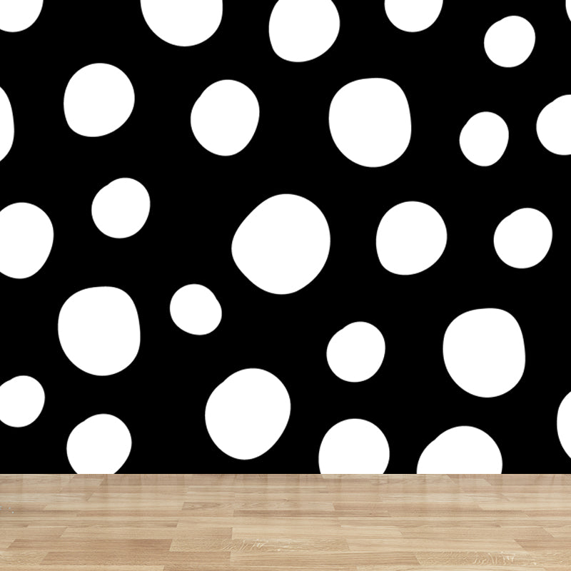 Huge Illustration Modern Wallpaper Mural with Geometrical Pattern in Black and White Clearhalo 'Wall Decor' 'Wall Mural' 1759382