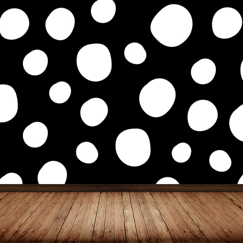 Huge Illustration Modern Wallpaper Mural with Geometrical Pattern in Black and White Clearhalo 'Wall Decor' 'Wall Mural' 1759383