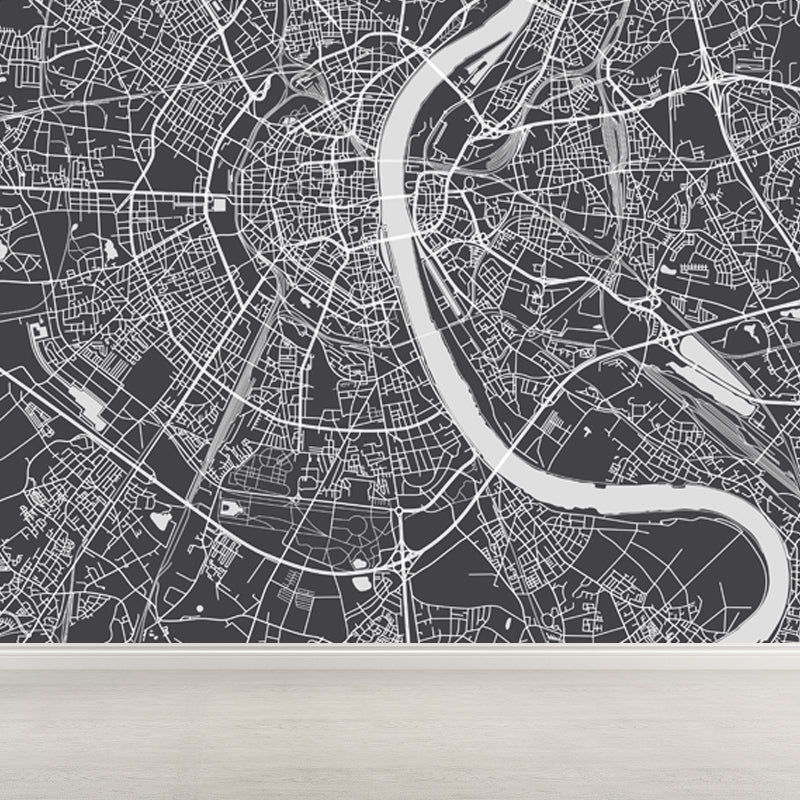 District Map Print Mural Decal Contemporary Washable Boys Bedroom Wall Decor, Customized Clearhalo 'Wall Decor' 'Wall Mural' 1759397