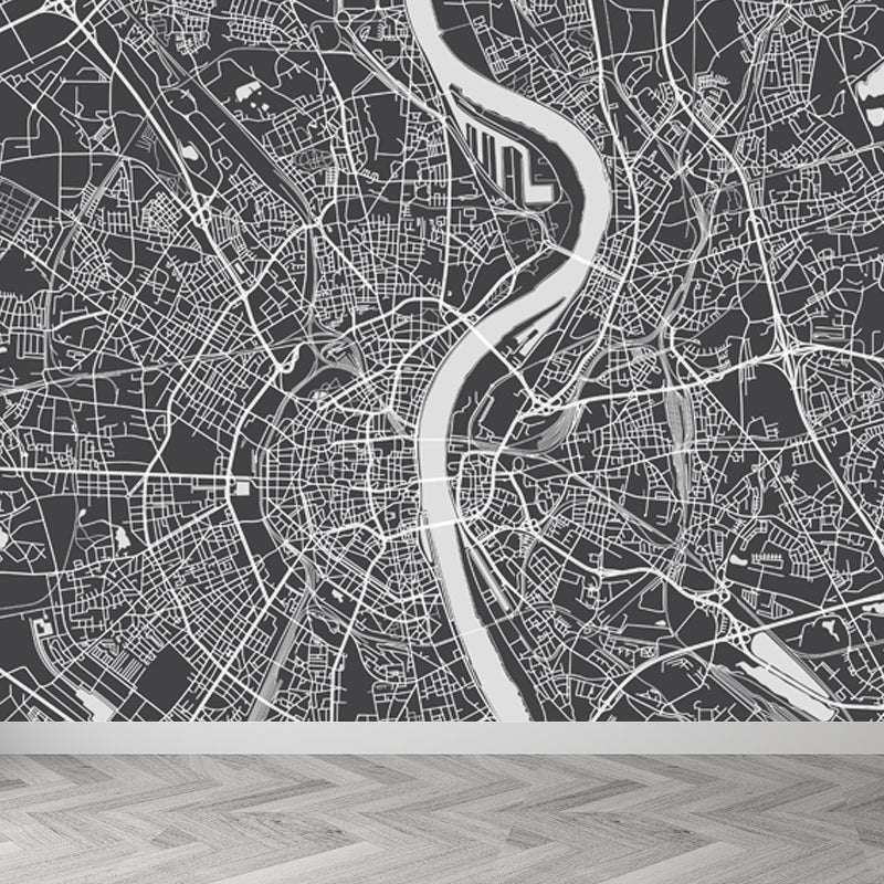 District Map Print Mural Decal Contemporary Washable Boys Bedroom Wall Decor, Customized Clearhalo 'Wall Decor' 'Wall Mural' 1759398