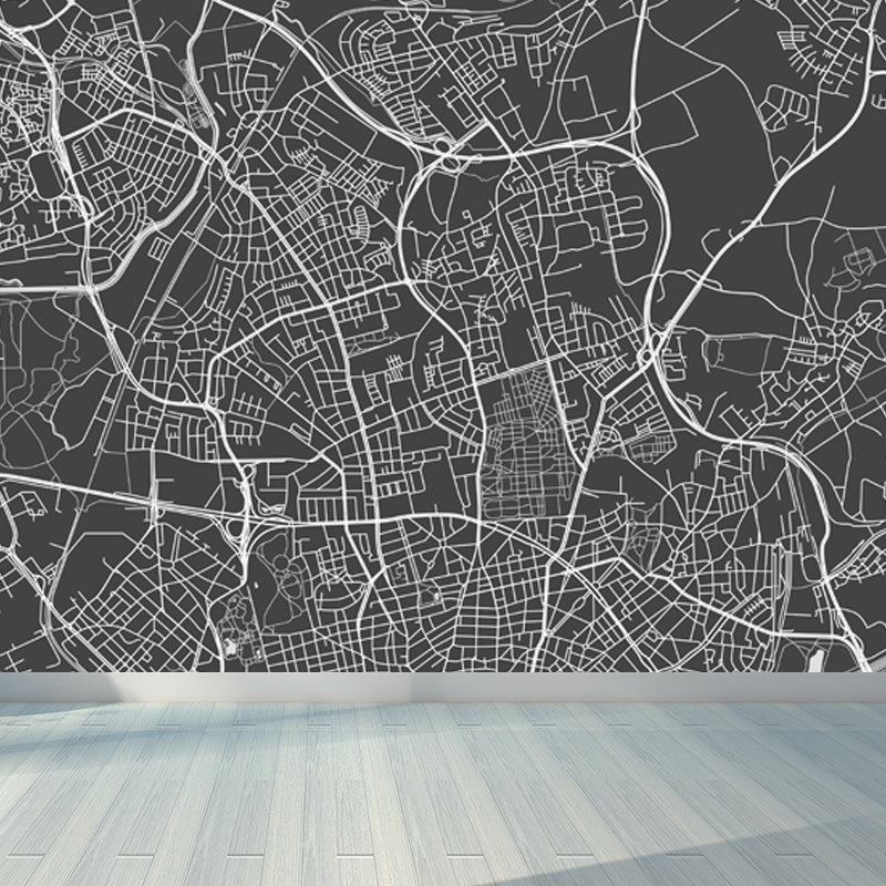 District Map Print Mural Decal Contemporary Washable Boys Bedroom Wall Decor, Customized Clearhalo 'Wall Decor' 'Wall Mural' 1759402