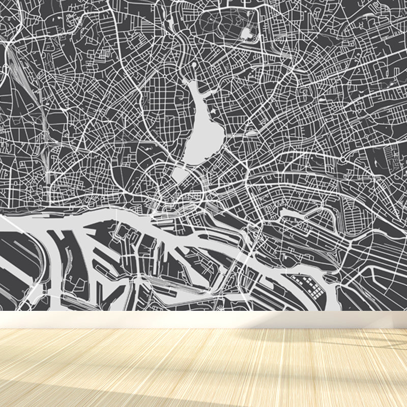 District Map Print Mural Decal Contemporary Washable Boys Bedroom Wall Decor, Customized Clearhalo 'Wall Decor' 'Wall Mural' 1759407