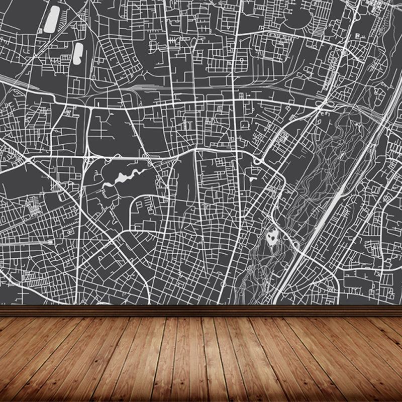 District Map Print Mural Decal Contemporary Washable Boys Bedroom Wall Decor, Customized Clearhalo 'Wall Decor' 'Wall Mural' 1759412