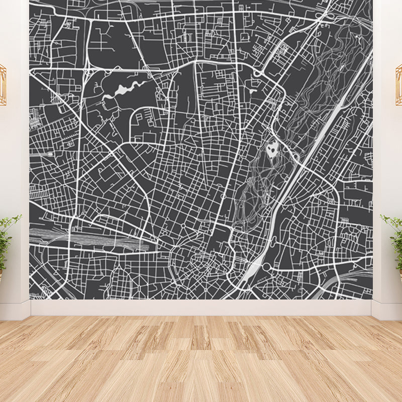 District Map Print Mural Decal Contemporary Washable Boys Bedroom Wall Decor, Customized Clearhalo 'Wall Decor' 'Wall Mural' 1759413