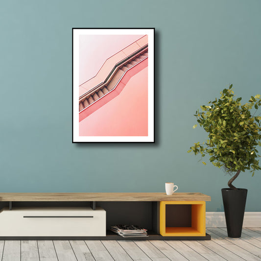 Pink Staircase Wall Art Decor Architecture Modern Textured Canvas Print for Room Clearhalo 'Art Gallery' 'Canvas Art' 'Contemporary Art Gallery' 'Modern' Arts' 1759443
