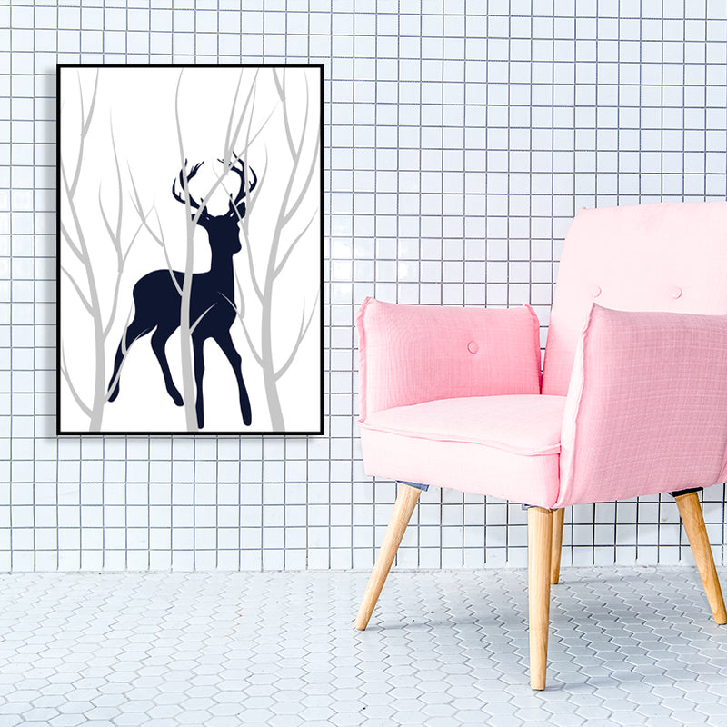 Kids Stag Silhouette Canvas Art Dark Color Textured Wall Decor for House Interior Clearhalo 'Art Gallery' 'Canvas Art' 'Kids' Arts' 1759471