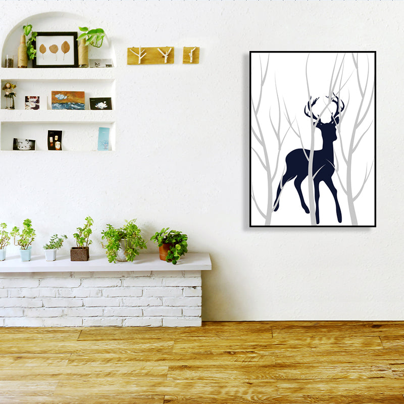 Kids Stag Silhouette Canvas Art Dark Color Textured Wall Decor for House Interior Clearhalo 'Art Gallery' 'Canvas Art' 'Kids' Arts' 1759472