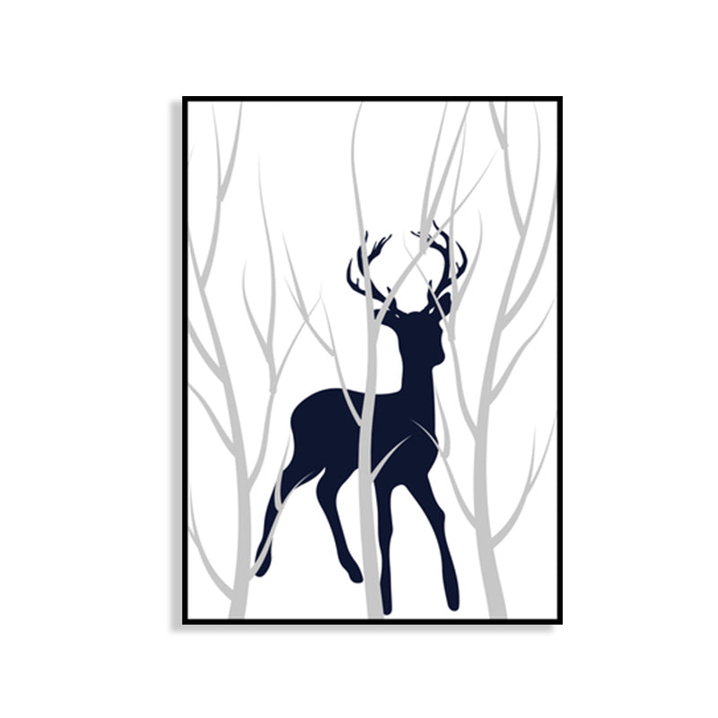 Kids Stag Silhouette Canvas Art Dark Color Textured Wall Decor for House Interior Clearhalo 'Art Gallery' 'Canvas Art' 'Kids' Arts' 1759473