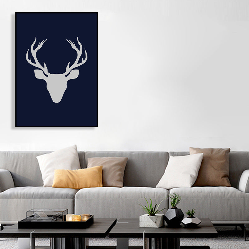 Kids Stag Silhouette Canvas Art Dark Color Textured Wall Decor for House Interior Black Clearhalo 'Art Gallery' 'Canvas Art' 'Kids' Arts' 1759477