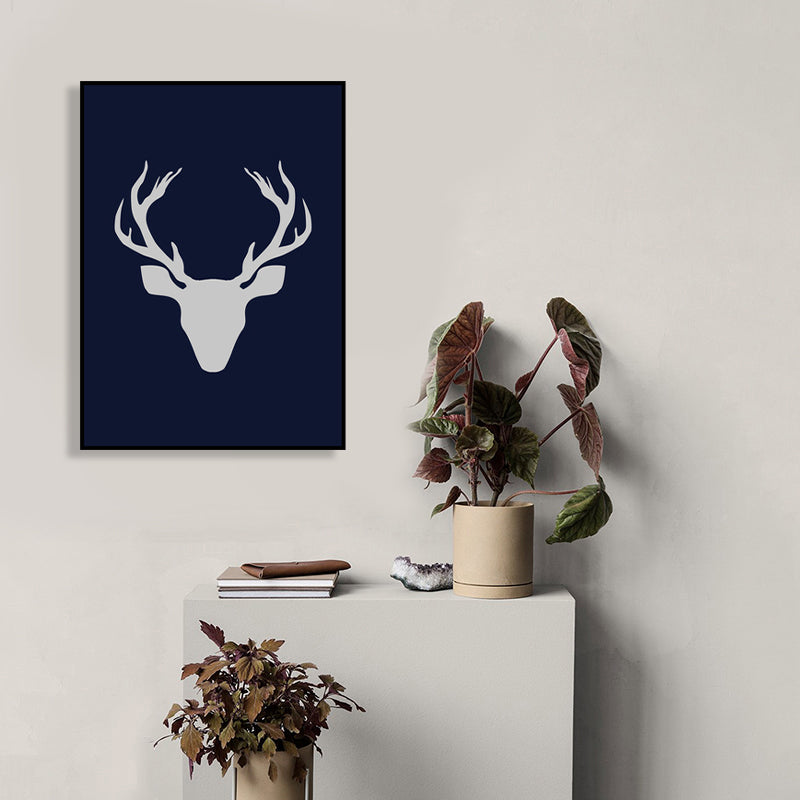 Kids Stag Silhouette Canvas Art Dark Color Textured Wall Decor for House Interior Clearhalo 'Art Gallery' 'Canvas Art' 'Kids' Arts' 1759478