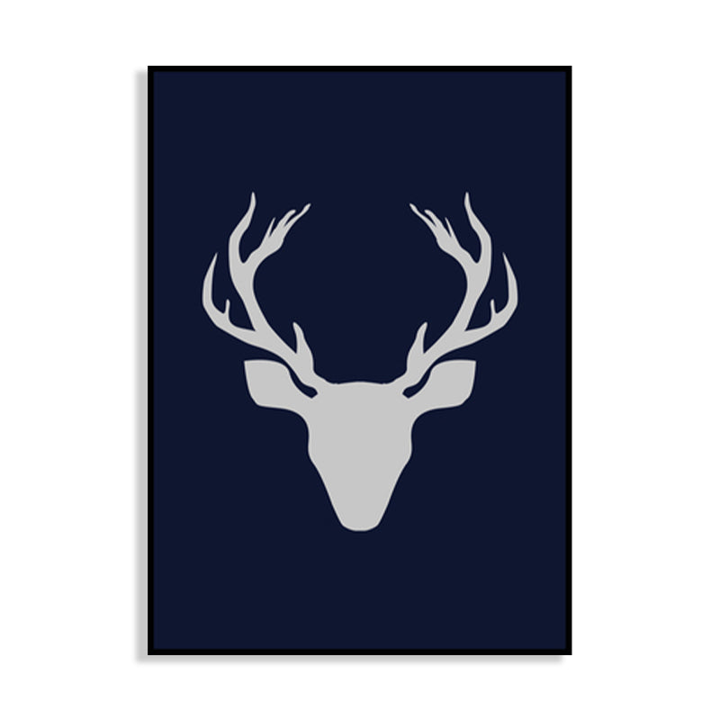 Kids Stag Silhouette Canvas Art Dark Color Textured Wall Decor for House Interior Clearhalo 'Art Gallery' 'Canvas Art' 'Kids' Arts' 1759480