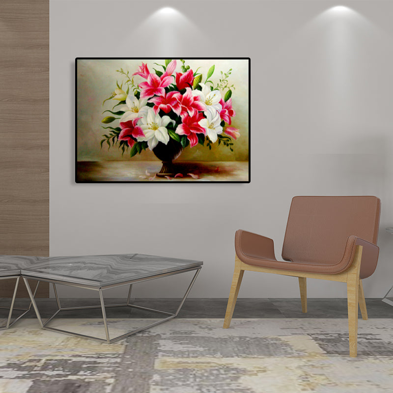 Impressionism Blooming Flower Wall Decor Canvas Light Color Florentine Art Print, Multiple Sizes Pink Clearhalo 'Arts' 'Canvas Art' 1759547