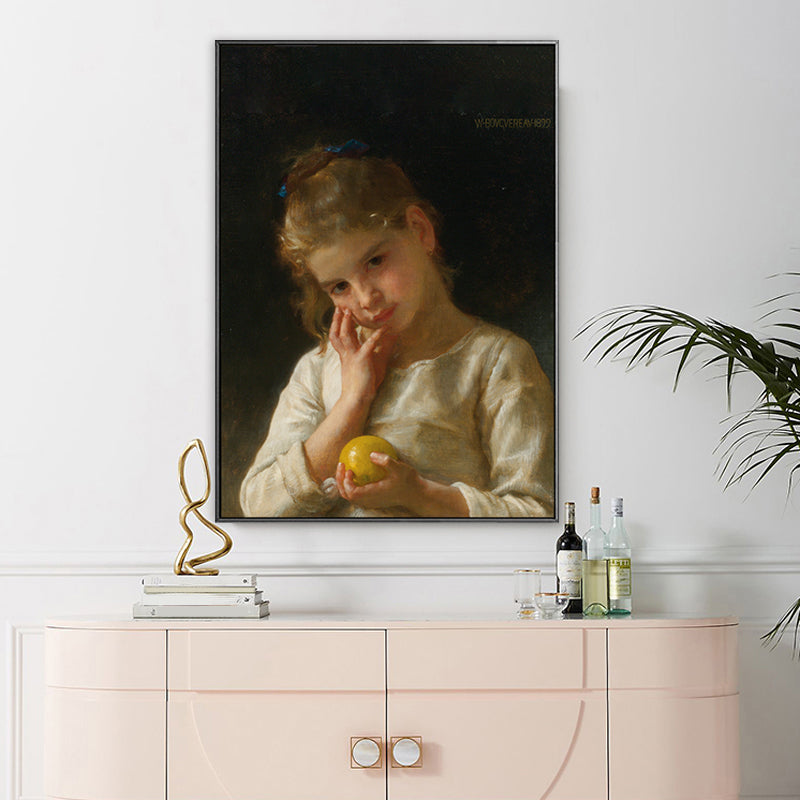 Textured Young Girl Art Print Canvas Renaissance Style Painting for Girls Bedroom Clearhalo 'Arts' 'Canvas Art' 1759552