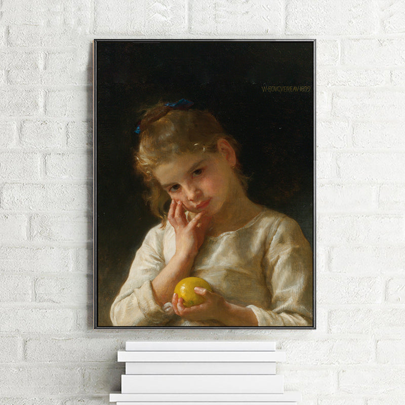 Textured Young Girl Art Print Canvas Renaissance Style Painting for Girls Bedroom Clearhalo 'Arts' 'Canvas Art' 1759553