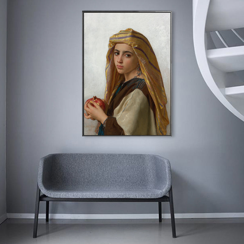 Textured Young Girl Art Print Canvas Renaissance Style Painting for Girls Bedroom Clearhalo 'Arts' 'Canvas Art' 1759560