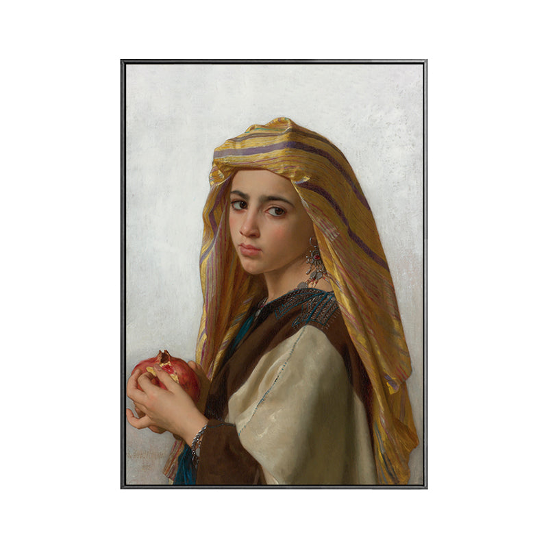 Textured Young Girl Art Print Canvas Renaissance Style Painting for Girls Bedroom Clearhalo 'Arts' 'Canvas Art' 1759561