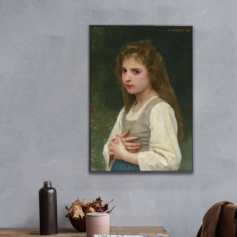 Textured Young Girl Art Print Canvas Renaissance Style Painting for Girls Bedroom Clearhalo 'Arts' 'Canvas Art' 1759564