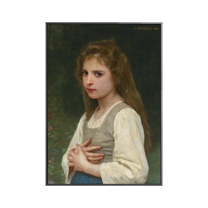 Textured Young Girl Art Print Canvas Renaissance Style Painting for Girls Bedroom Clearhalo 'Arts' 'Canvas Art' 1759565