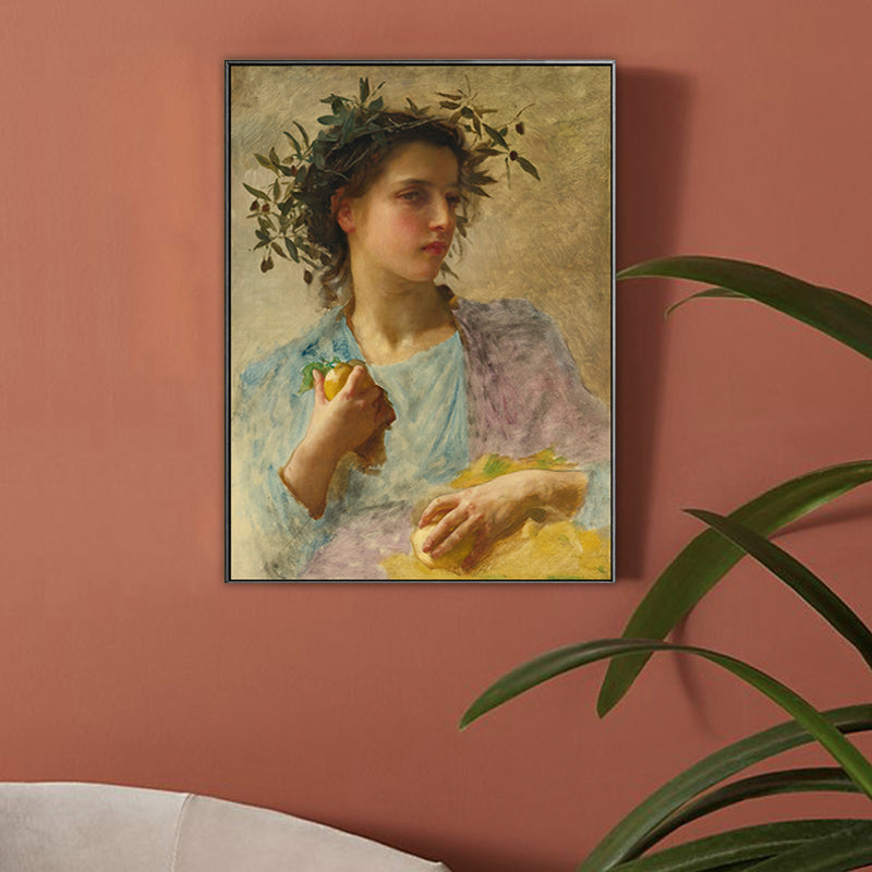 Textured Young Girl Art Print Canvas Renaissance Style Painting for Girls Bedroom Clearhalo 'Arts' 'Canvas Art' 1759567