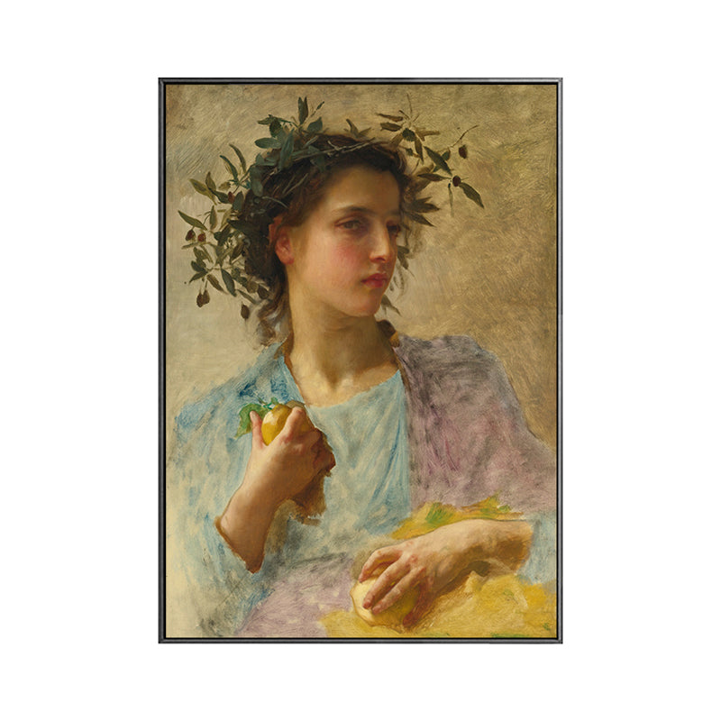 Textured Young Girl Art Print Canvas Renaissance Style Painting for Girls Bedroom Clearhalo 'Arts' 'Canvas Art' 1759569