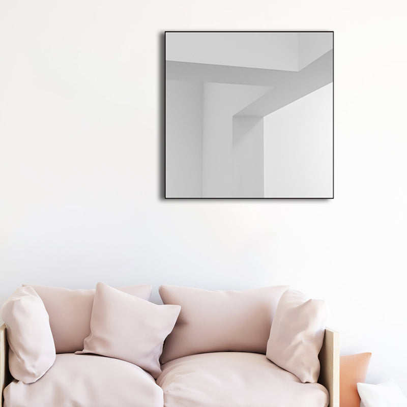 Architecture Interior View Canvas Soft White Minimalism Wall Art Print for Sitting Room White Clearhalo 'Art Gallery' 'Canvas Art' 'Contemporary Art Gallery' 'Modern' Arts' 1759570